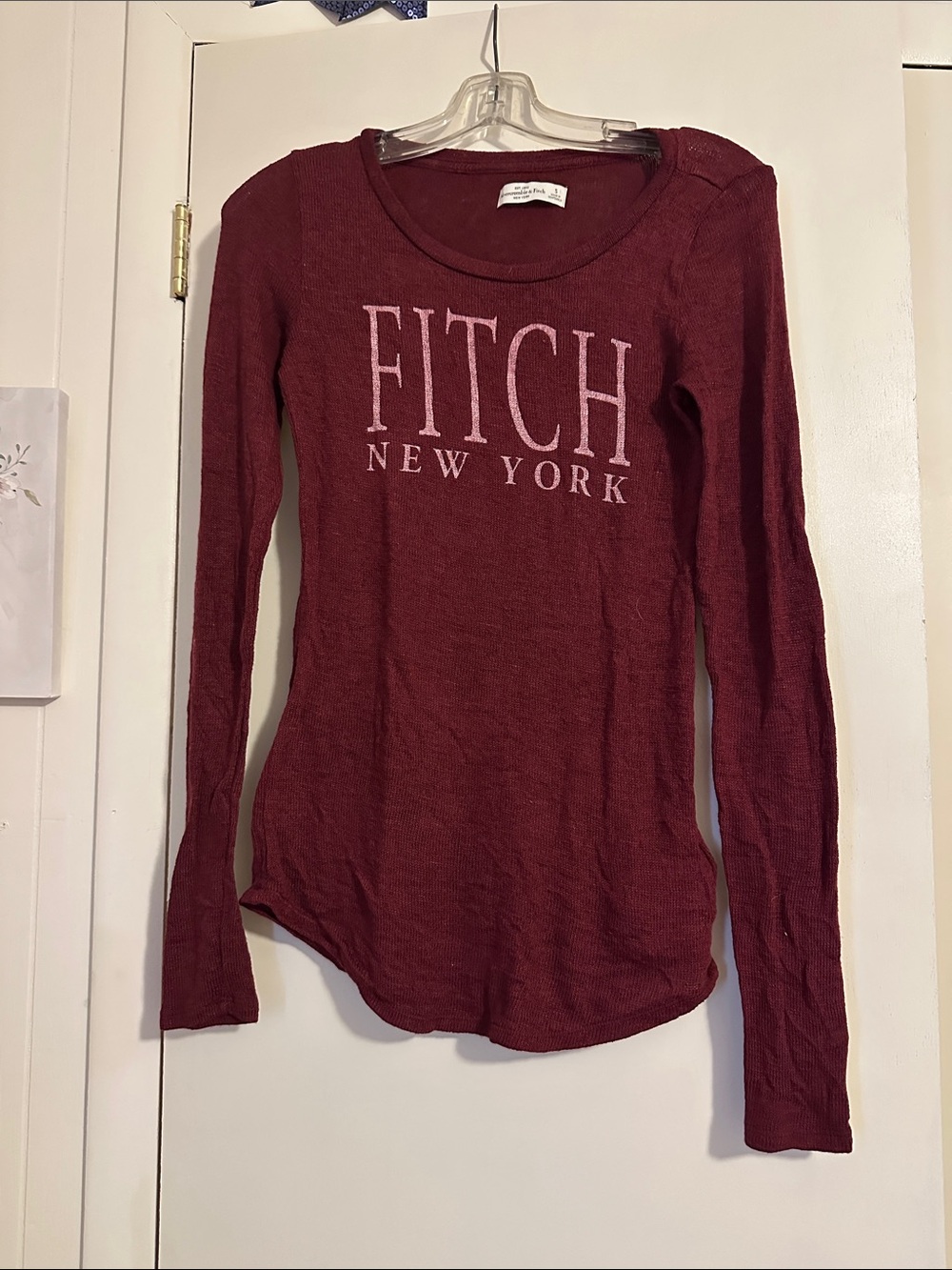 Abercrombie & Fitch Women's Long-Sleeve Scoop Neck Top - Burgundy